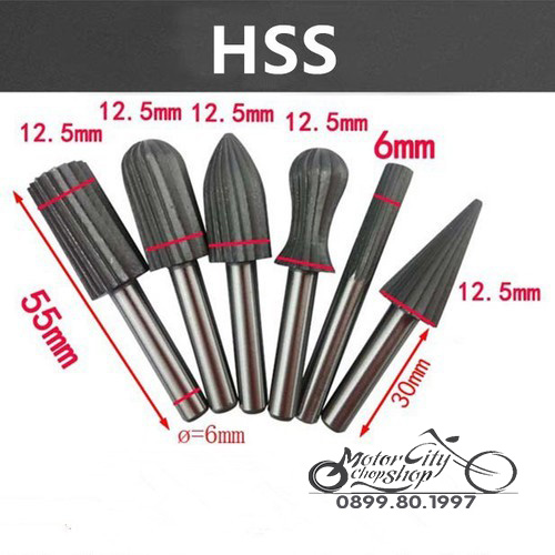 Bộ 6 đầu mài gỗ thép Carbon dùng Diy cao cấp