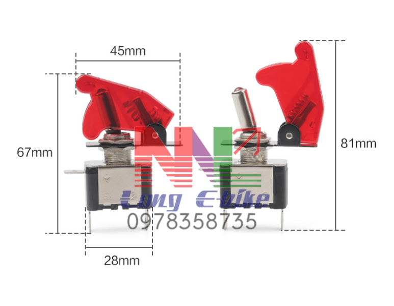 công tắc có nắp bảo vệ và đèn báo