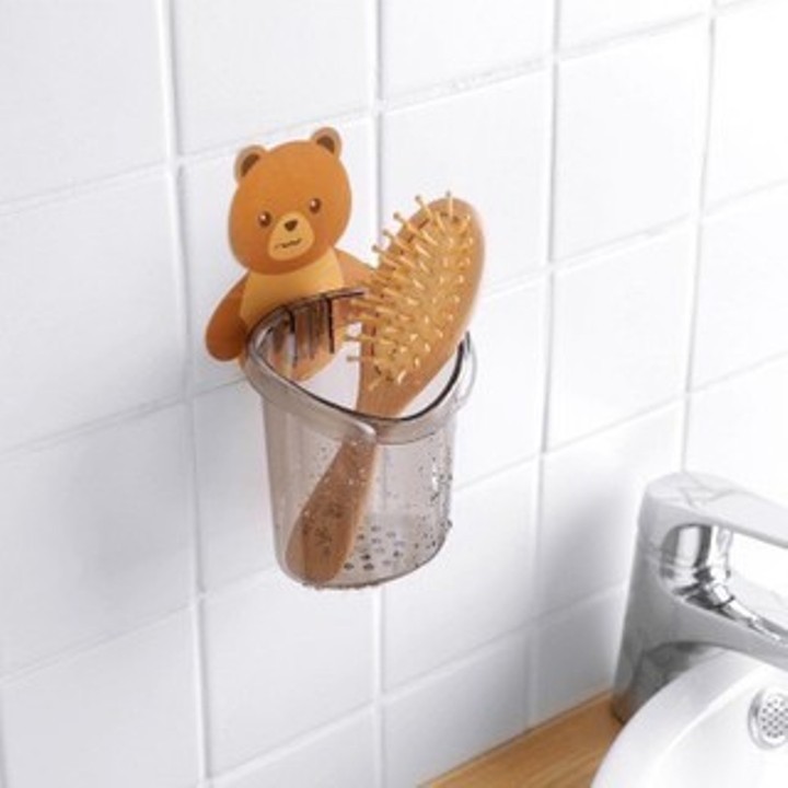 Cốc Đa Năng Dán Tường Nhà Tắm Hình Con Gấu Dễ Thương có lỗ thoát nước nhựa việt nhật