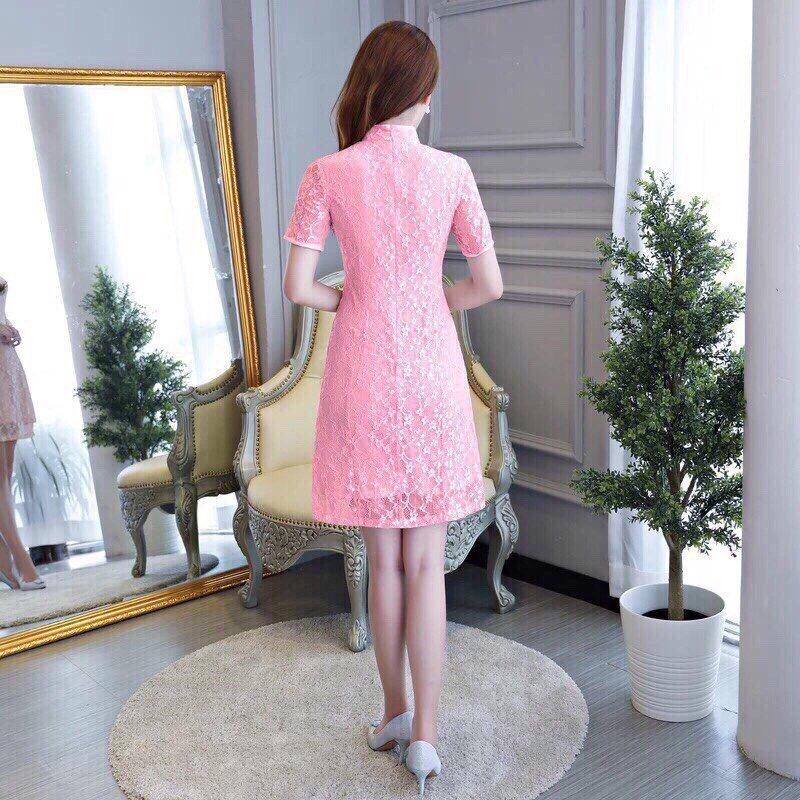 Đầm ren cổ tàu cao cấp