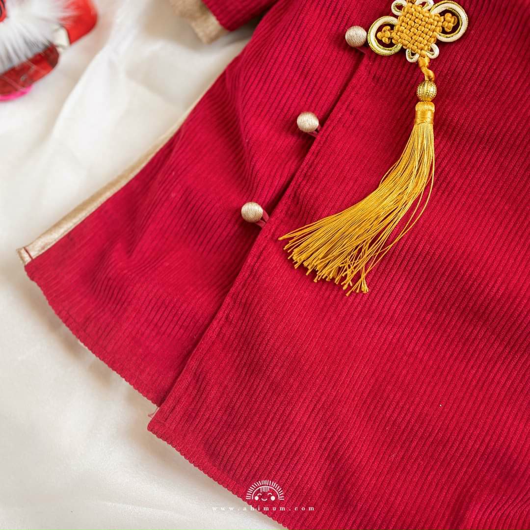 Áo dài cách tân bé trai nhung trơn cao cấp - M41
