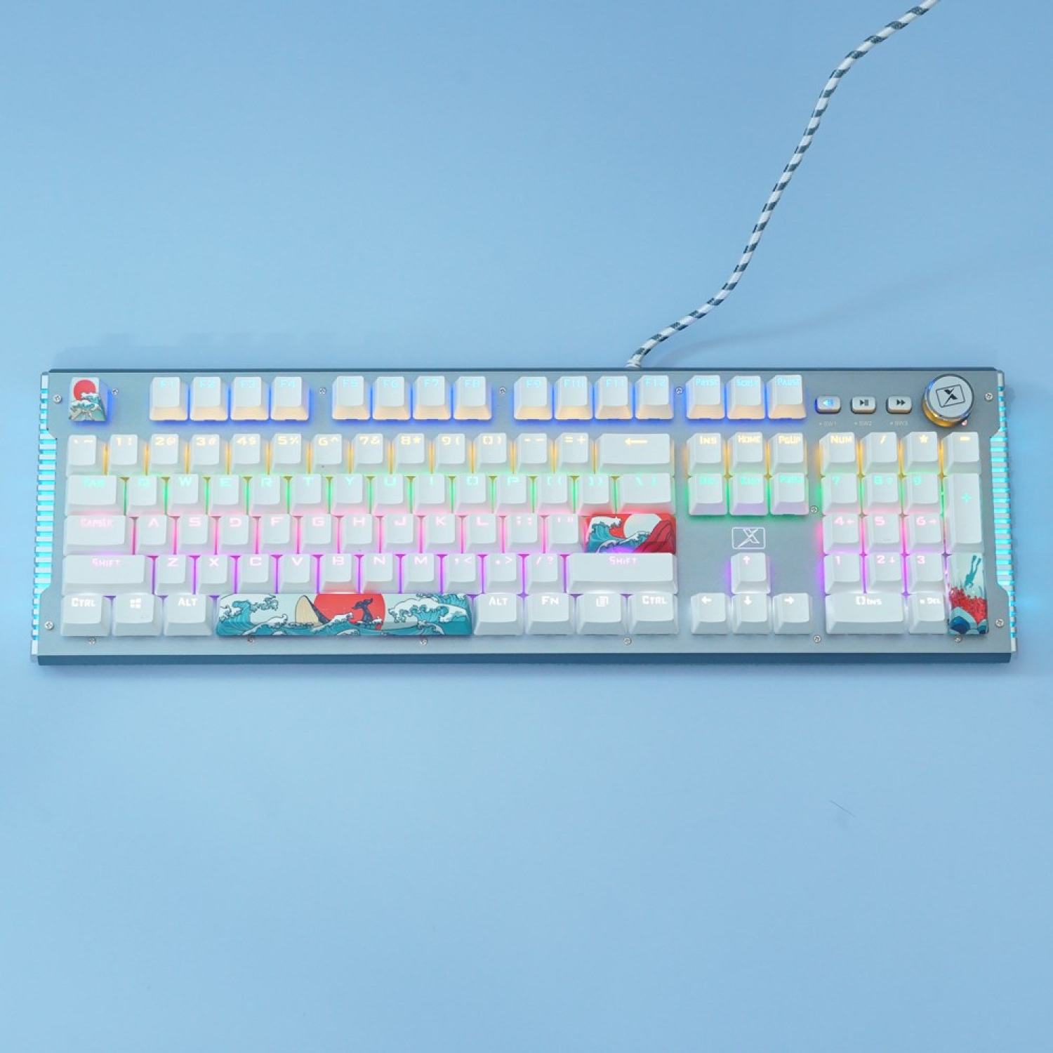 BÀN PHÍM CƠ GAMING HJK K968 LED RAINBOW NÚM VẶN KEYCAP ĐỘC ĐÁO