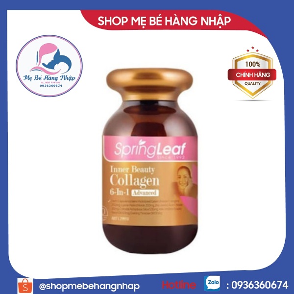 [Úc chính hãng] Collagen Springleaf 6 in 1 - Viên Spring leaf inner beauty colagen 6-IN-1 advanced, 90 viên và 180 viên giá rẻ