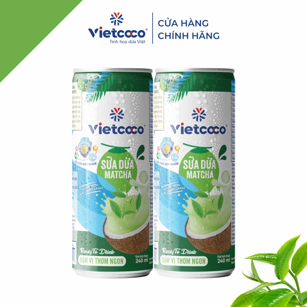Combo 2 lon sữa dừa matcha Vietcoco 240ml
