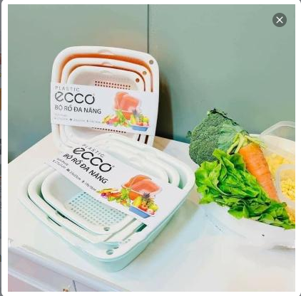 Set 3 Bộ Thau Rổ ECCO Đa Năng Siêu Tiện