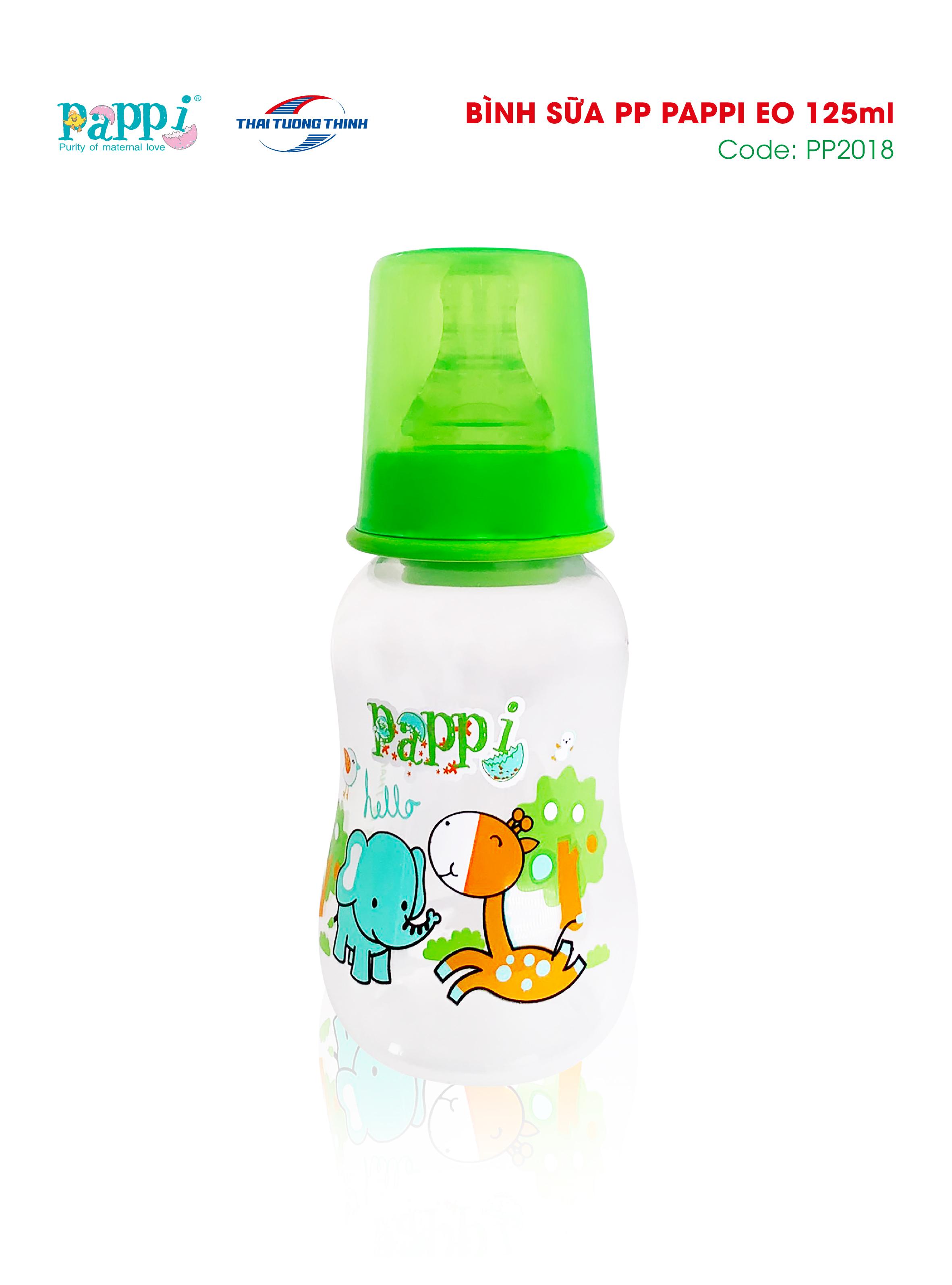 Bình sữa cổ hẹp eo Pappi 125ml Thailand
