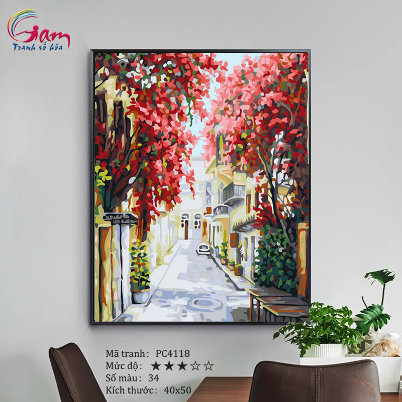 DIY Paint by numbers kit with frame for adults flower street corner Painting For Wall Decor New Hobby And meaningful gift PC4118