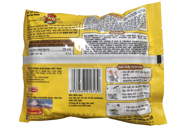 COMBO 10 gói phở gà Đệ nhất (68g/gói)