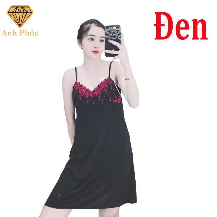 [HCM]Đầm ngủ 2 dây thun lạnh mặc mát  Anh Phúc