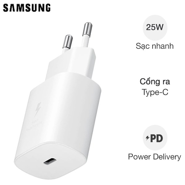 Củ sạc nhanh Samsung 25W dành cho Note 9-Note10- Note 20-Note20Ultra-S20-S20Plus-S20Ultra - Hàng chính hãng bảo hành 6 tháng