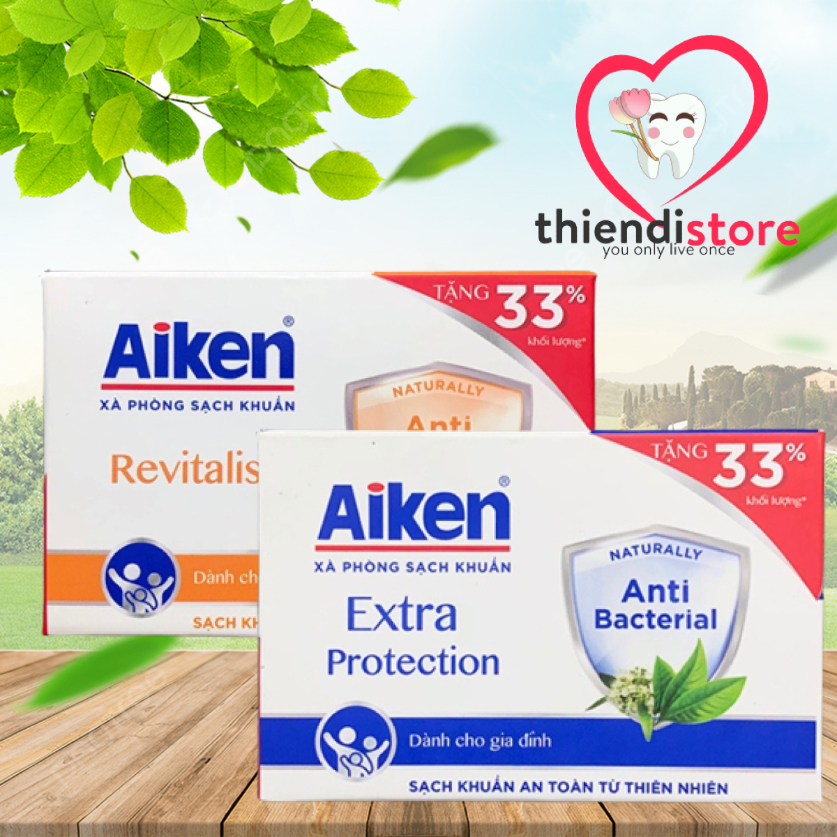 [Tăng 33%] Xà Bông Cục Aiken Kháng Khuẩn 120g – Làm Sạch Dịu Nhẹ, Bảo Vệ Da Mỗi Ngày