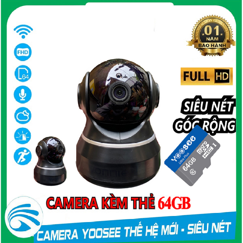 Camera IP YooSee WIFI Xoay 360 Độ, Quan Sát Rõ Ngày Và Đêm FULL HD 720p Báo Động Chống Trộm Kèm Thẻ Nhớ 64gb- Chính Hãng