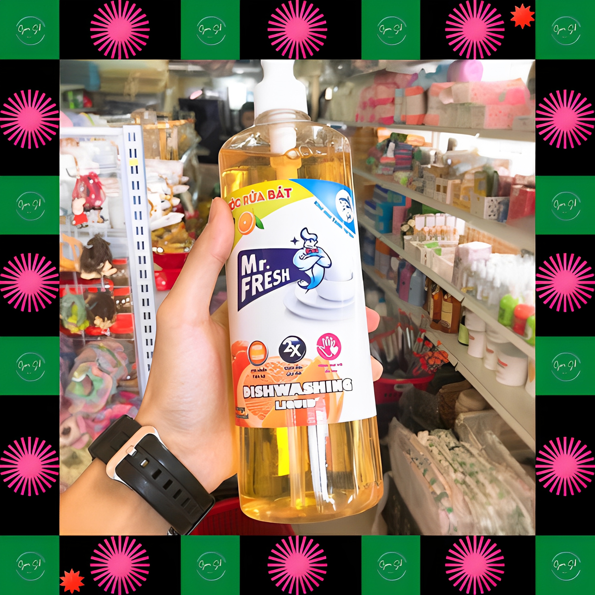 [Chai to tiết kiệm] Nước rửa chén bát đậm đặc van nhấn Mr Fresh 800ml (Đào, Cam, Trà Xanh, Quế)