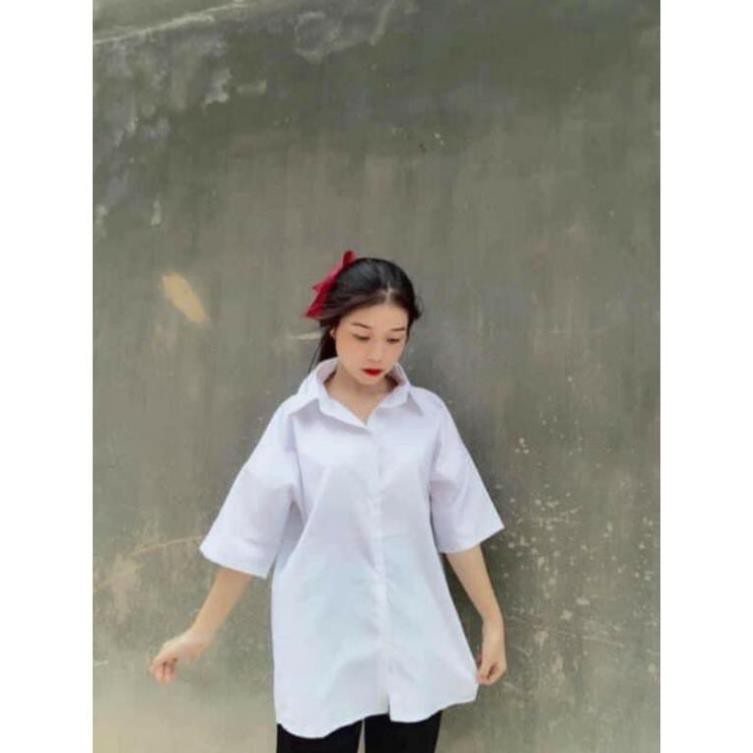 Áo Sơ Mi Trắng Đi Học Unisex( ảnh thật)