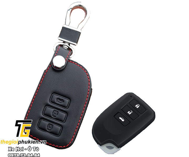 Bao da 3D bảo vệ chìa khóa xe Toyota Vios 2019-2020, Toyota Yaris 2019-2020 kèm móc đeo Inox