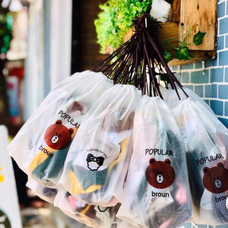 SET 10 ĐÔI TẤT HÌNH GẤU BROWN ( KÈM TÚI)