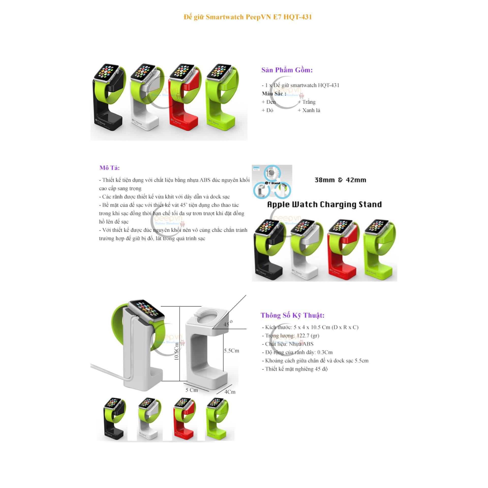 [HCM]Đế giữ Smartwatch PeepVN E7 HQT-431 (Trắng)