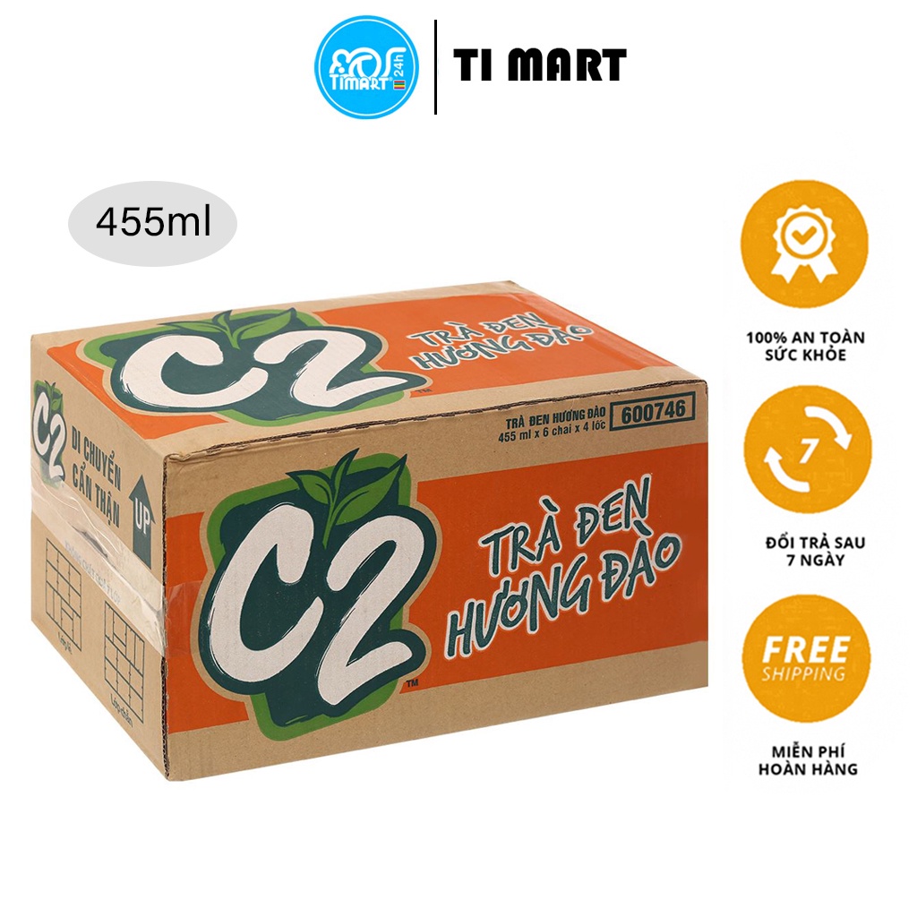 [TI MART] Thùng 24 chai hồng trà đào C2 455ml