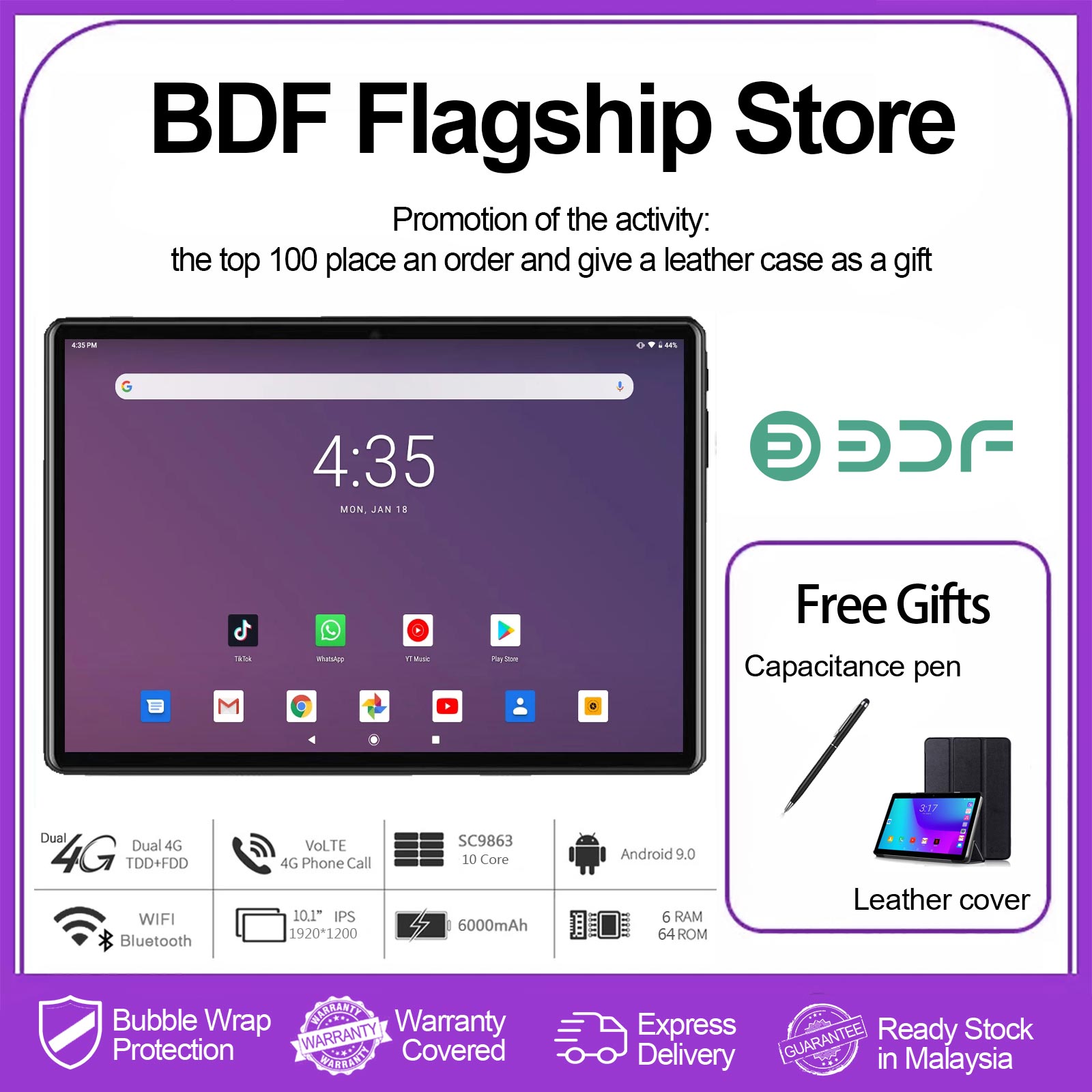 BDF máy tính bảng chơi game Android 10 1 Inch 1920 1200 Màn Hình HD Inch
