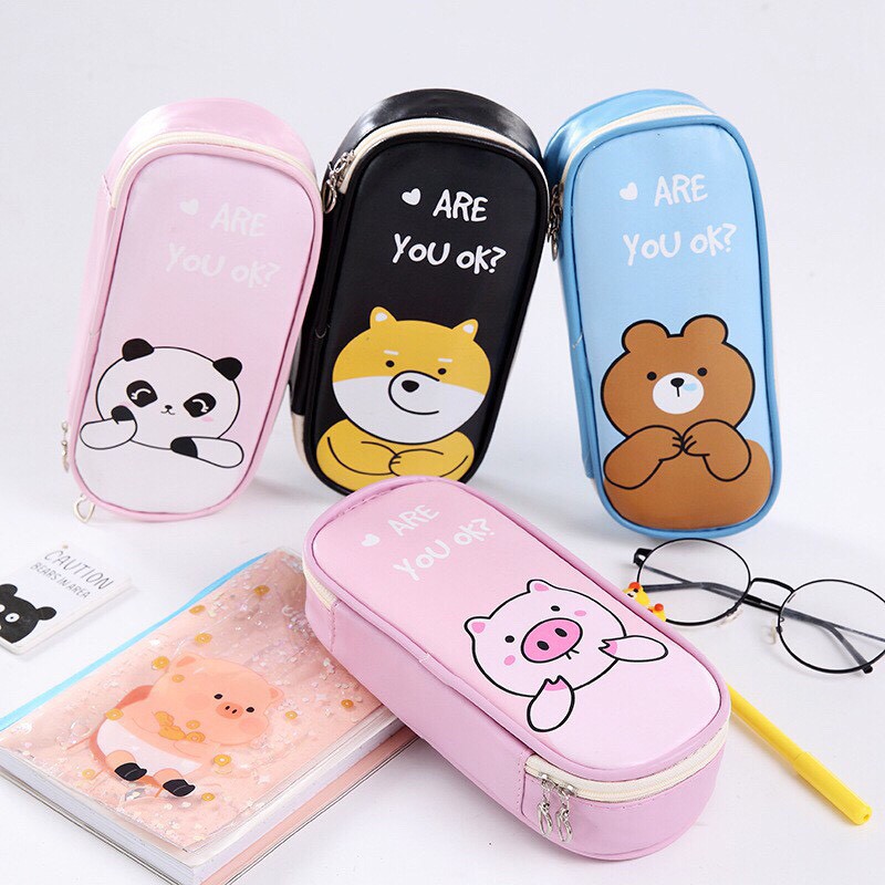 Bóp viết gấu nâu - heo hồng