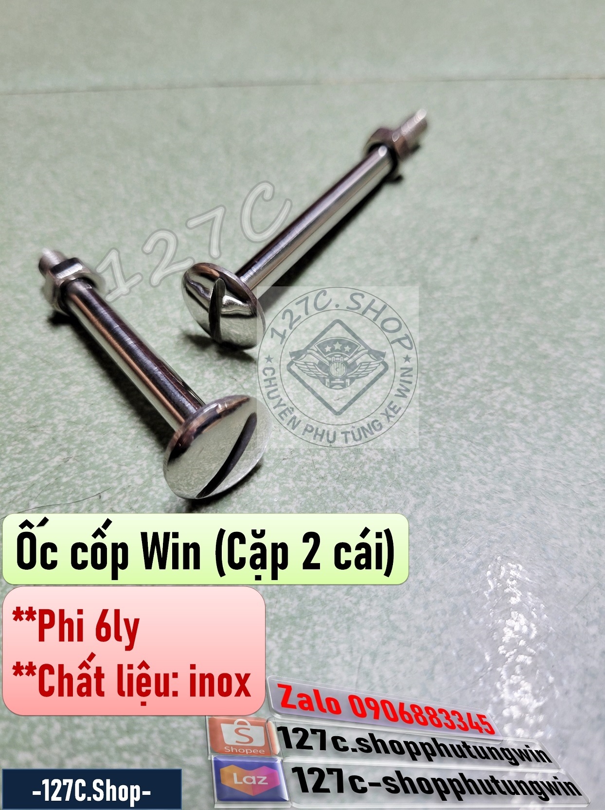 [HCM] Cặp ốc Cốp Win 100 Win 125 inox (Cặp 2 cái)