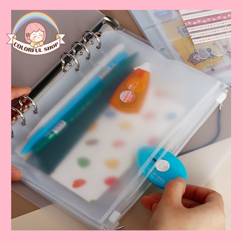 Túi zip pvc phụ kiện sổ còng planner B5 A5 A6 A7 bìa thẻ sổ còng