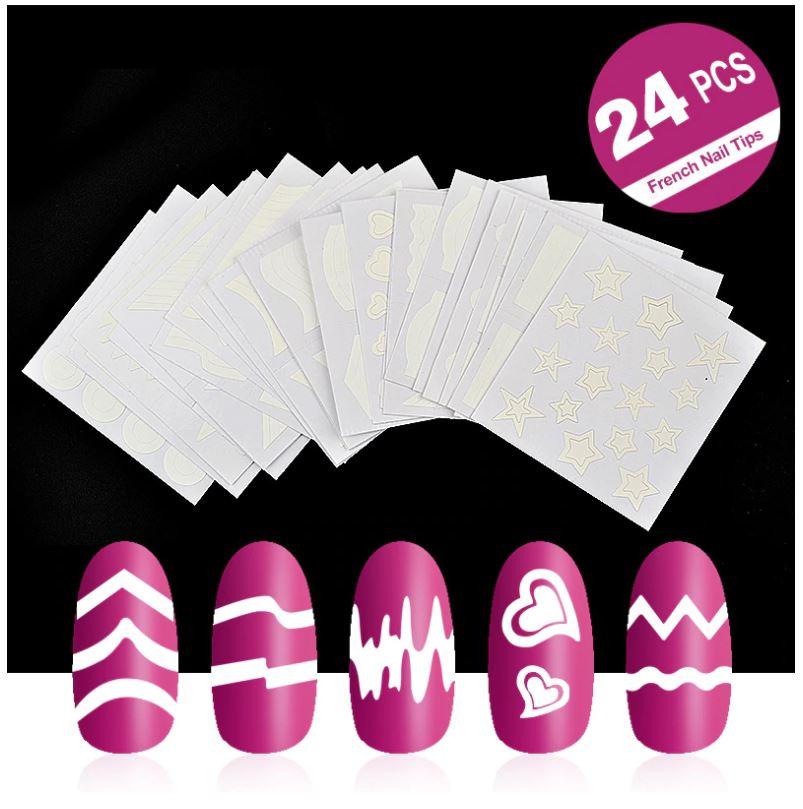Set 24 tấm phen dán móng (french móng)