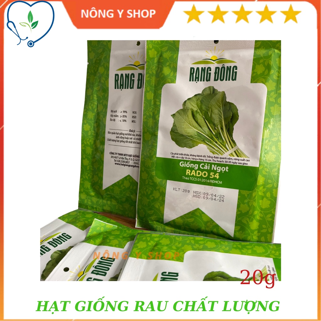 (Túi zip 100 hạt trồng thử) Hạt giống cải ngọt Rạng Đông RADO 54