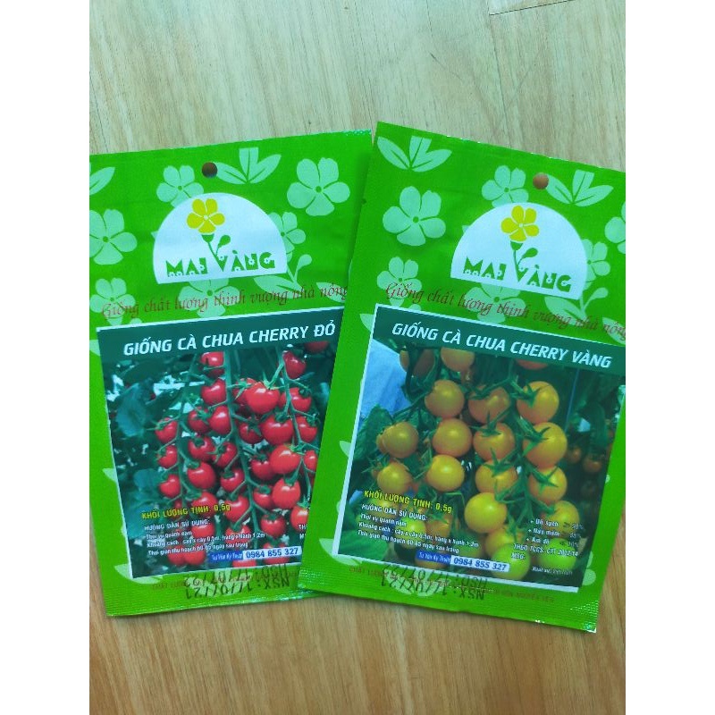 Hạt Giống Cà Chua Cherry Đỏ, cherry vàng, đóng gói 0.5gr