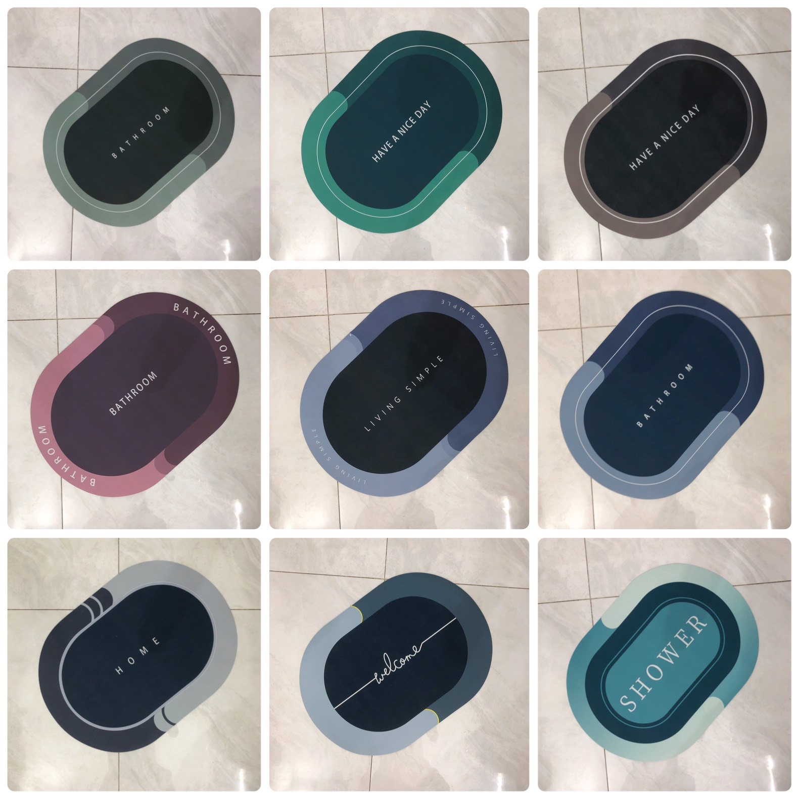 [FREESHIP ❤️] Thảm Lau Chân Silicon Siêu Thấm Hút Nước, Dày Êm Dùng Cho Phòng Tắm Chất Liệu Chống Trơn Trượt ADU79