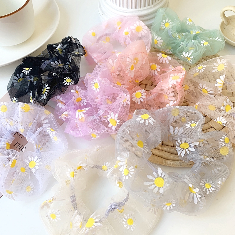 [HCM](HÀNG HOT) Cột (buộc) tóc scrunchies voan lưới cúc họa mi xinh xắn.