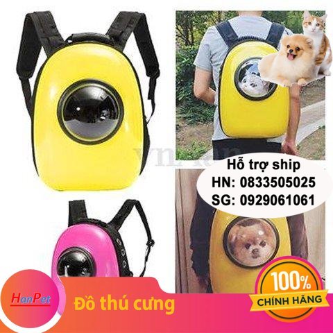 Hanpet - Balo– Túi vận chuyển chó mèo – Ba lô phi hành gia nhựa ( 4711814) vật nuôi có trọng lựơng dưới 6kg- HP10854TC