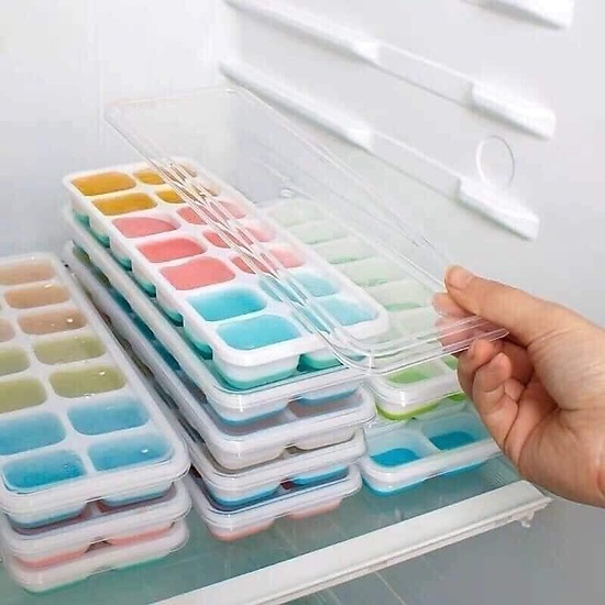 Khay Làm Đá Silicon Có Nắp Đậy 14 Viên