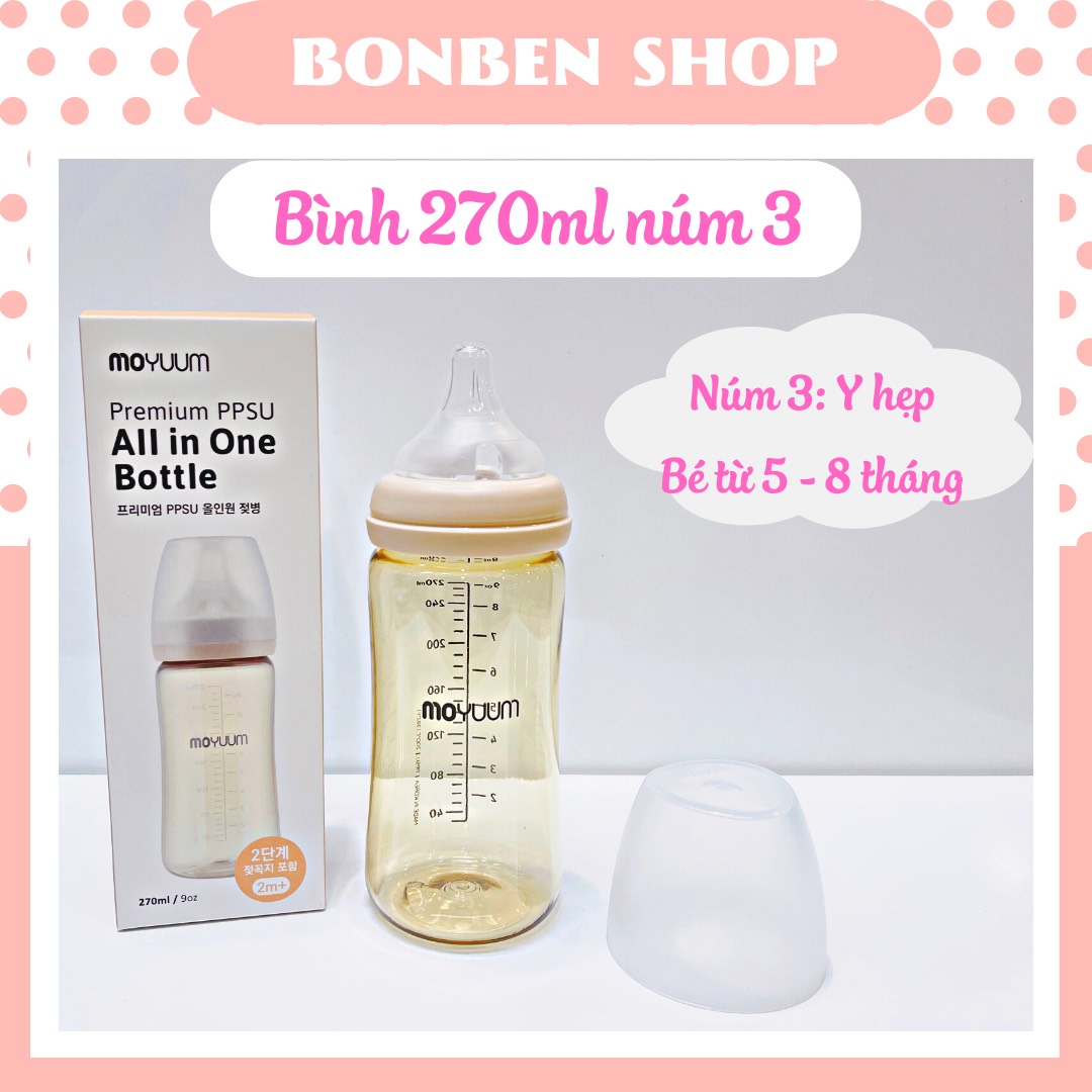 BÌNH SỮA MOYUUM CHÍNH HÃNG BẢN GOLD, DUNG TÍCH SIZE 170ML 270ML, CHẤT LIỆU NHỰA PPSU, BONBEN SHOP CAM KẾT HÀNG CHÍNH HÃNG