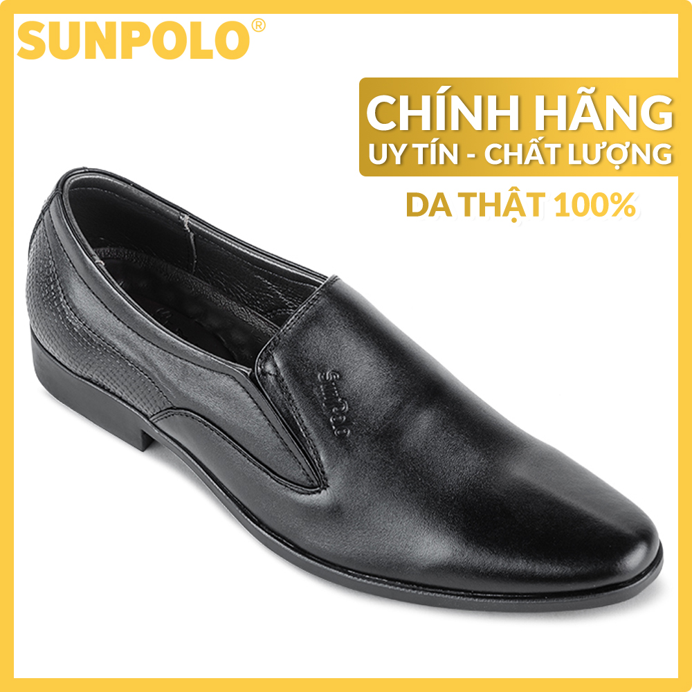 Mens Slip-on Leather Formal Shoes SUNPOLO SPH500 (Black)