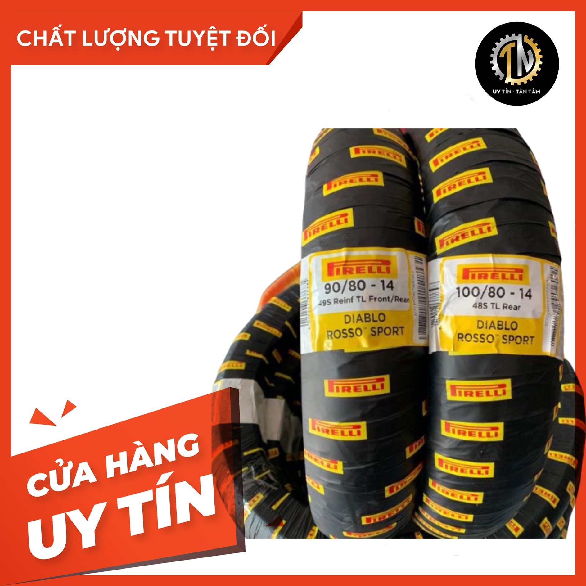 Cặp vỏ pirelli rosso sport 90/80 - 100/80 size 14 cho vario click 150cc đời 2018 - nay tặng áo thun