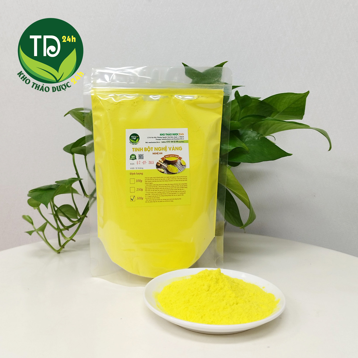 [500 gr] Tinh bột nghệ vàng nguyên chất 100%, ngừa viêm loét dạ dày, tá tràng, làm đẹp sau sinh, hàng công ty, đầy đủ kiểm định I Kho thảo dược 24h