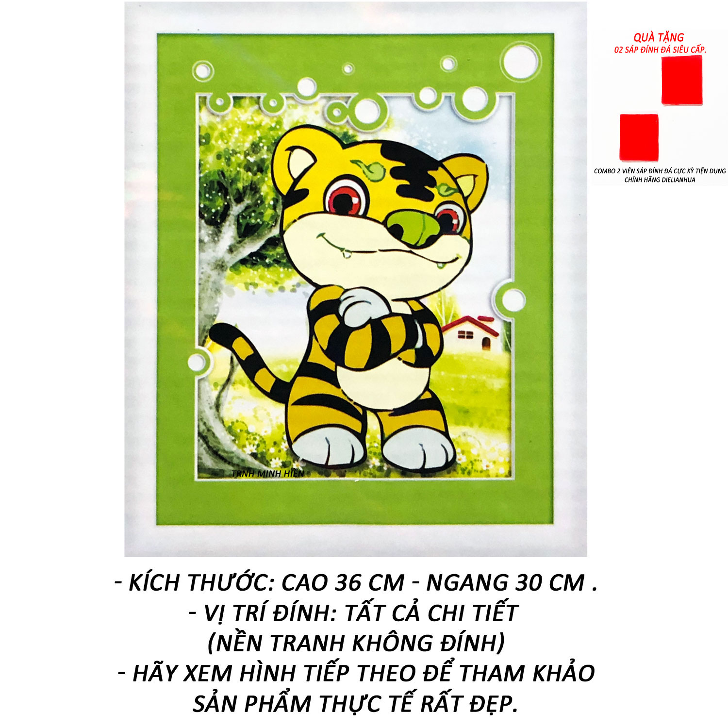 Tranh Đính Đá Tự Làm - Cọp Con Xinh Xắn 28 (Kèm Quà Tặng)- Tranh Minh Hiền (TỰ ĐÍNH ĐÁ)