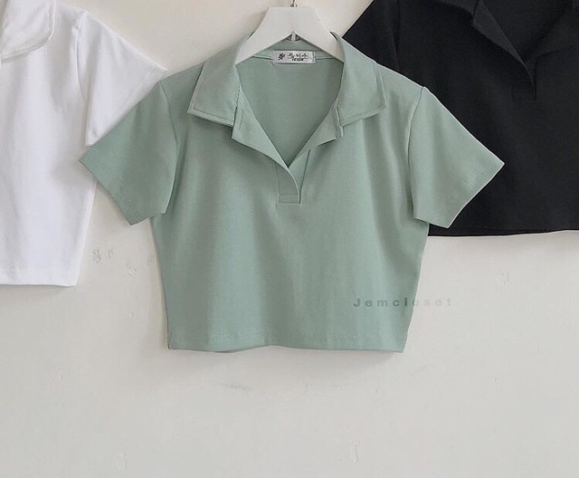 🥑ÁO CROPTOP CỔ PETTER BASIC