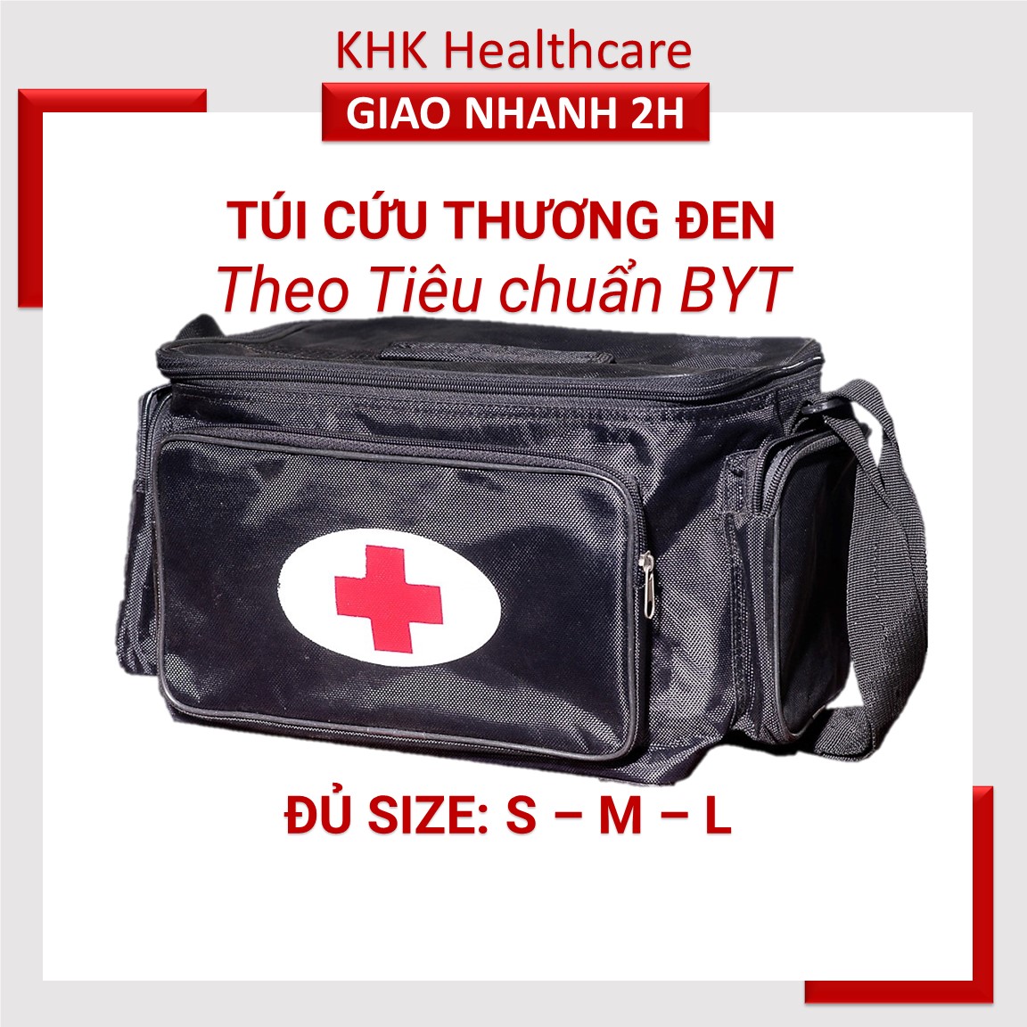 Túi cứu thương đen đúng chuẩn Bộ Y Tế đủ size