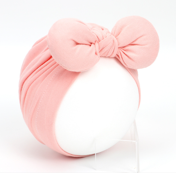 Turban/mũ trùm đầu cho trẻ em đến 2 tuổi, đính nơ phồng dễ thương