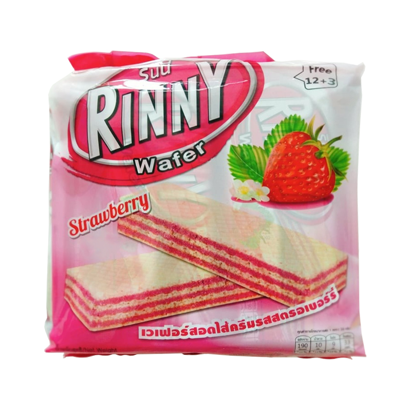 Bánh Xốp Thái Lan Rinny Dâu Strawberry Wafer (Túi 12 gói x 34g)