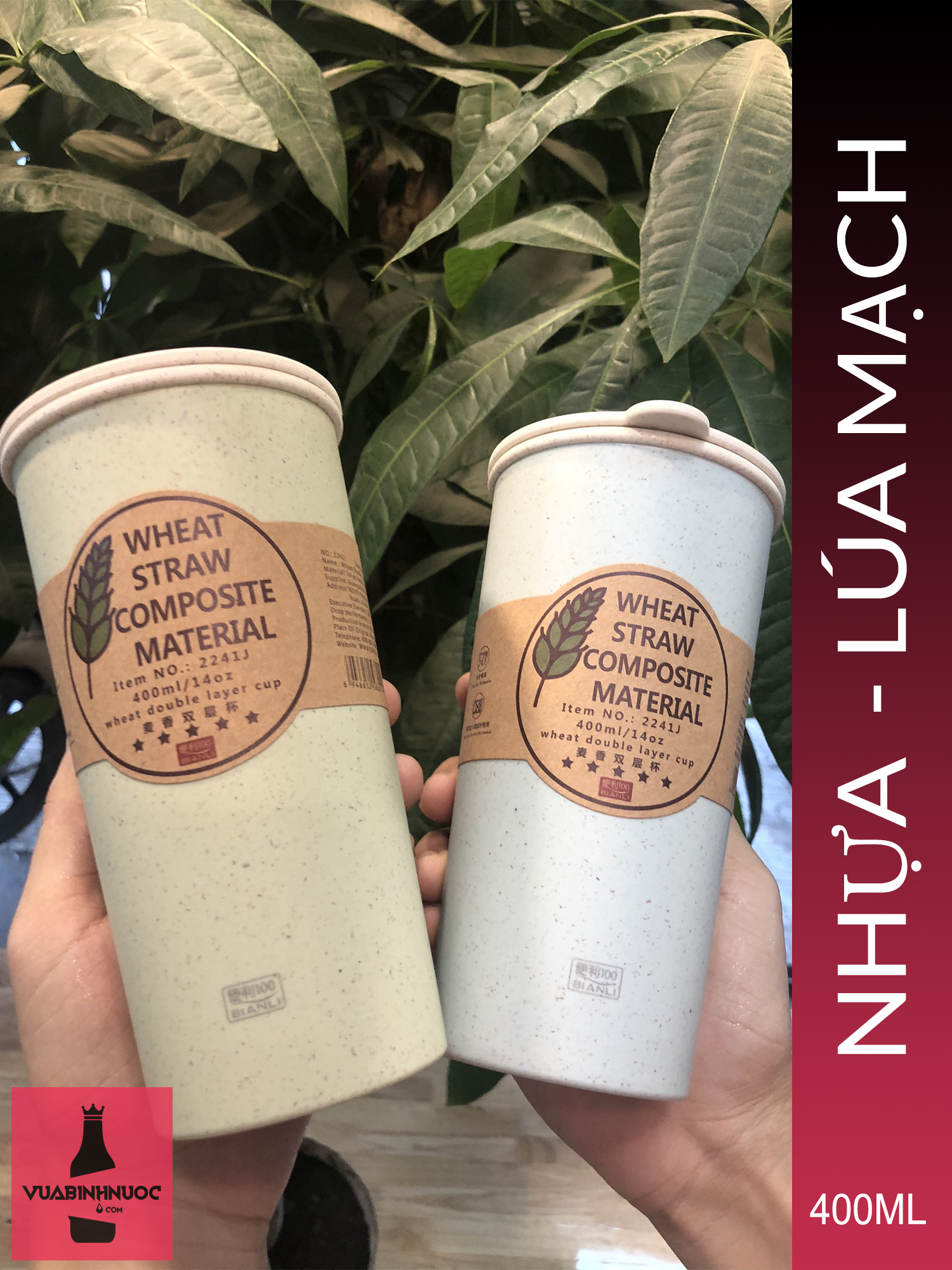Bình nước nhựa lúa mạch nắp xoay 400ml