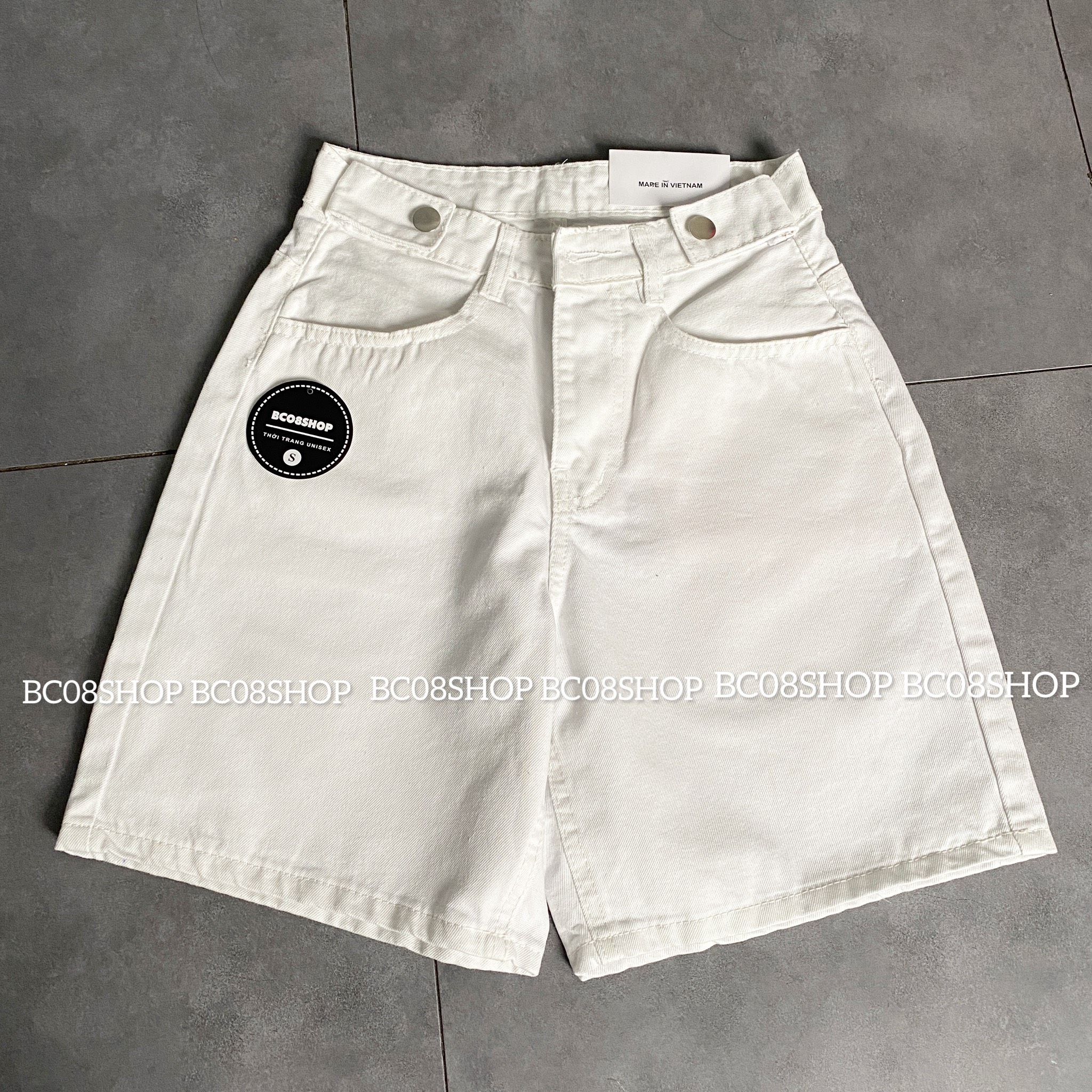 Quần Short Jean Nữ Ngố Màu Trắng Basic BC087