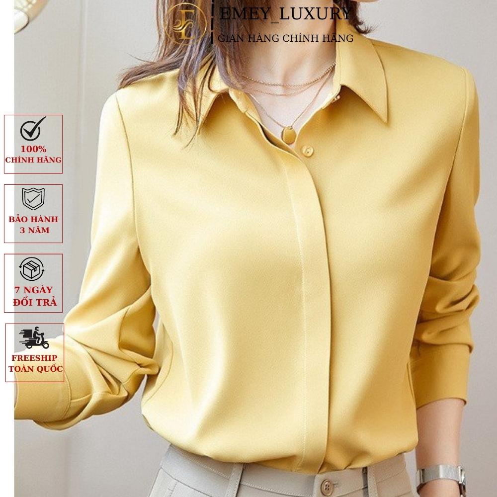 Áo sơ mi nữ trơn dài tay công sở EMEY LUXURY