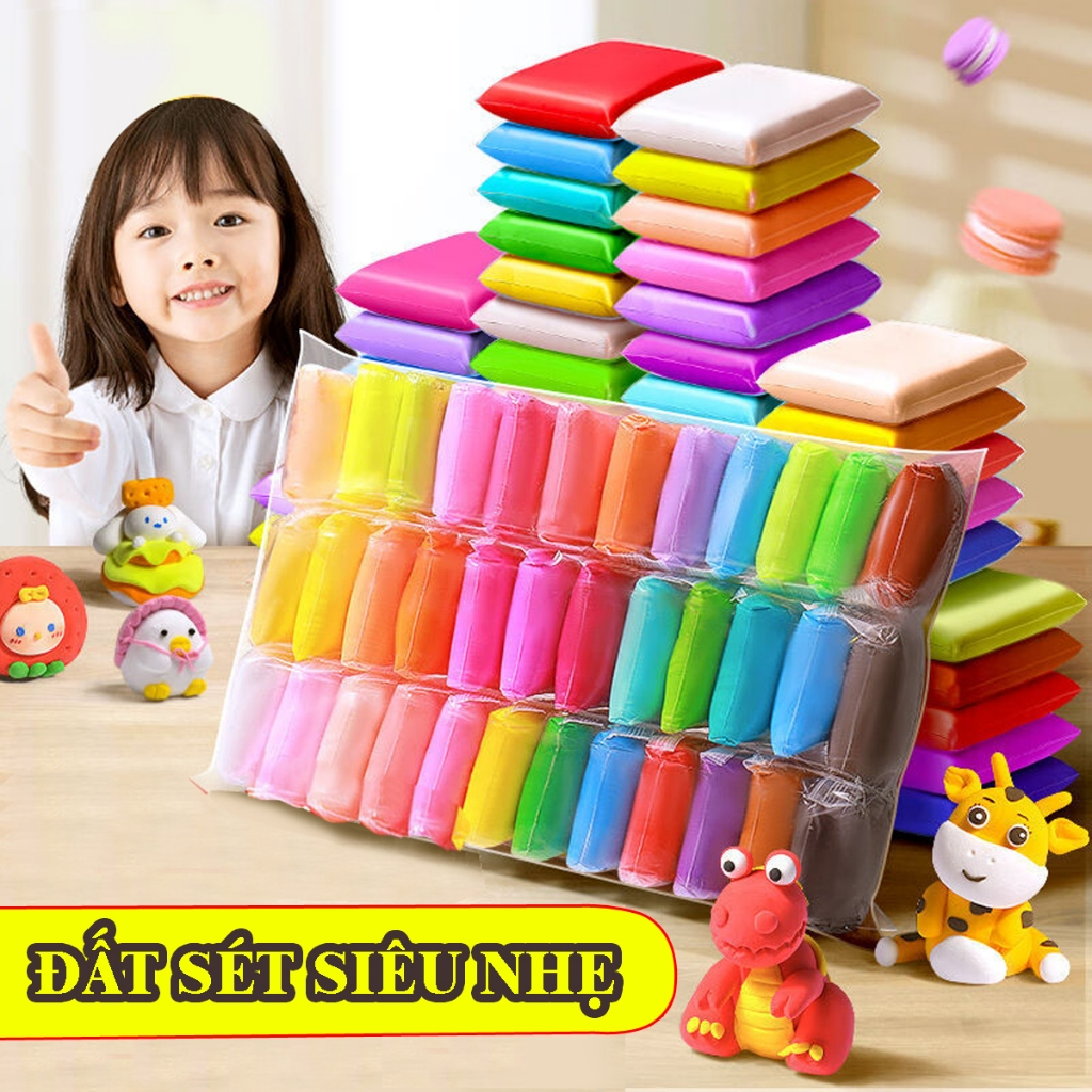 Đất Sét Tự Khô Combo 12-36 Màu Nhẹ Loại 1 Không Dính Tay An Toàn Cho Bé