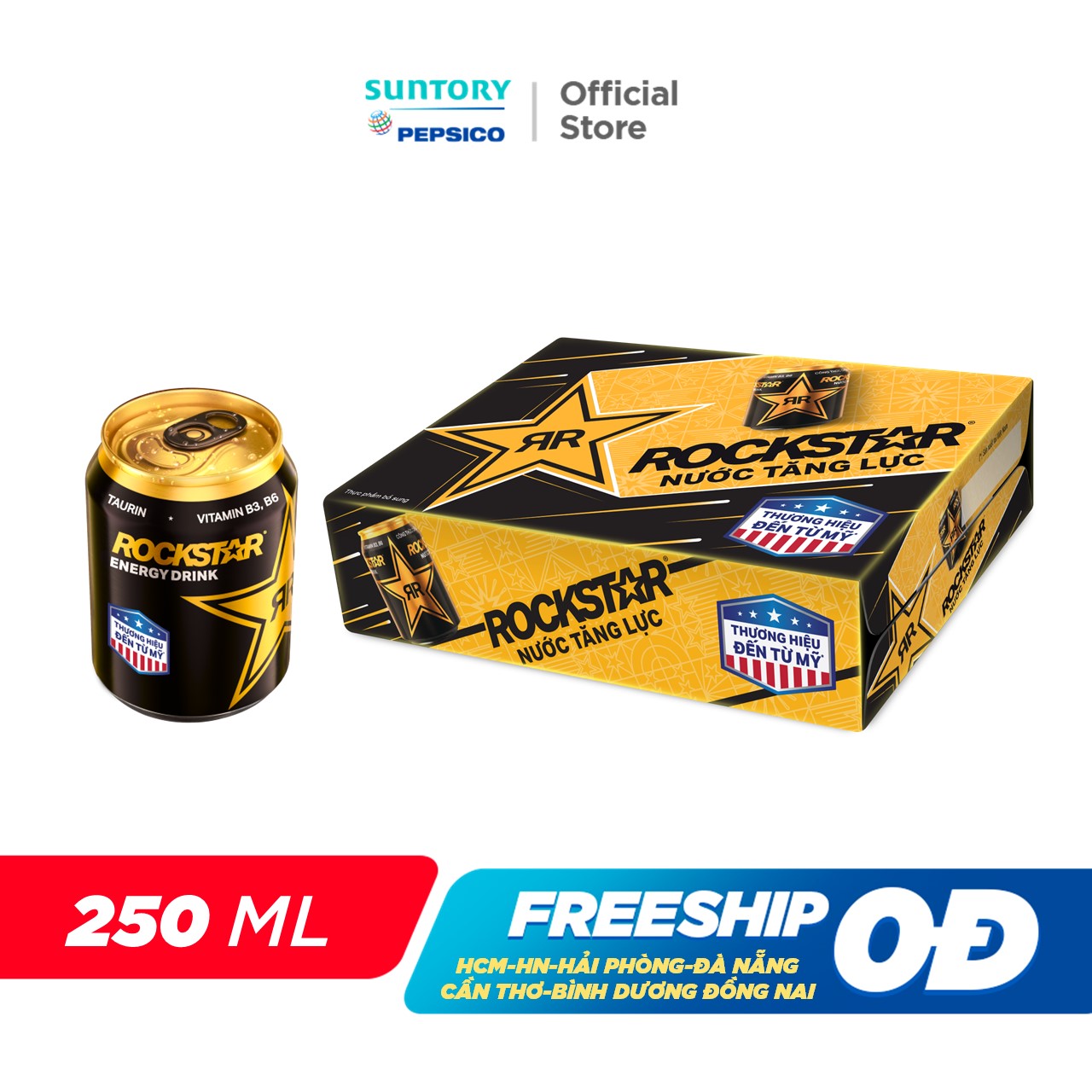 [SALE 6.6] Thùng 24 Lon Nước Tăng Lực Rockstar (250ml/lon)