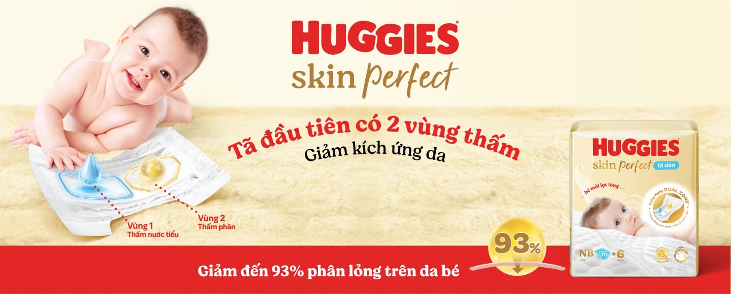 Tã Dán sơ sinh Huggies S54+6 Skin Perfect mới (4-8kg)