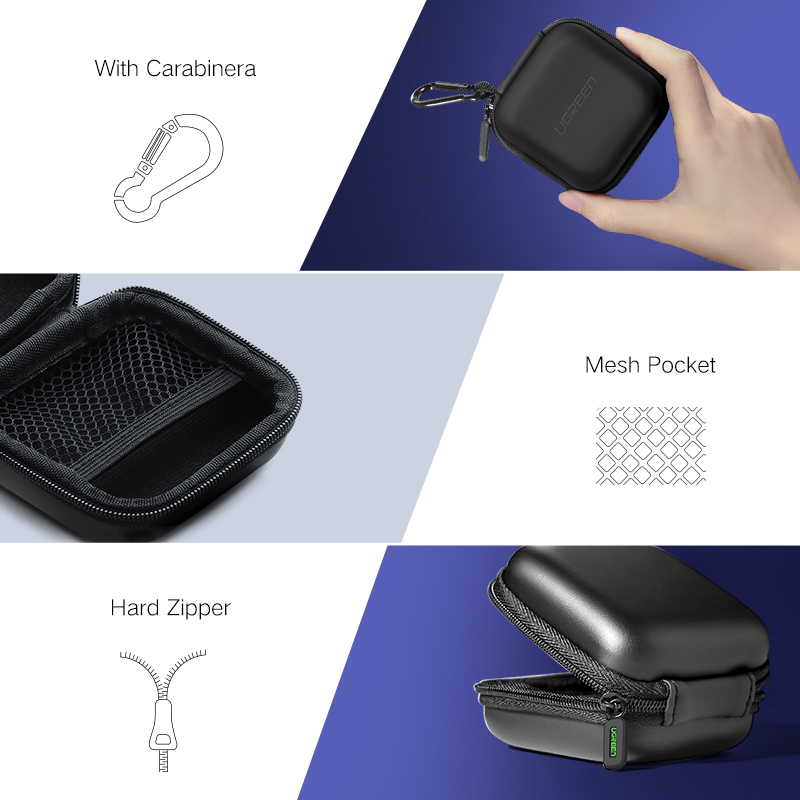 UGREEN Earbud Case Earphone Carrying Case Holder Headphone Mini Pouch Storage Bag for Wireless Wired Earbuds Airpods Model:40816