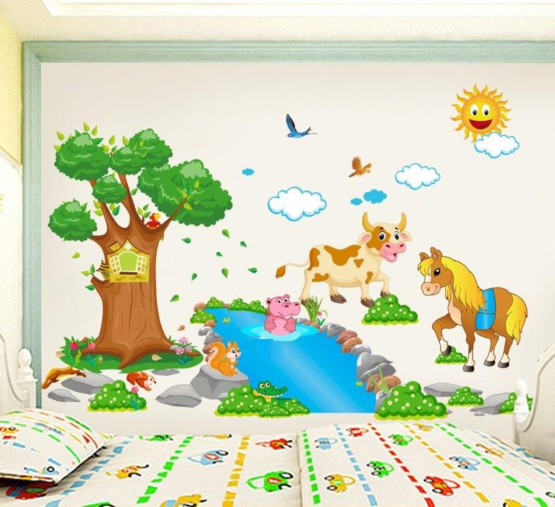 Decal dán tường Ngựa qua sông- T119-kiddecals
